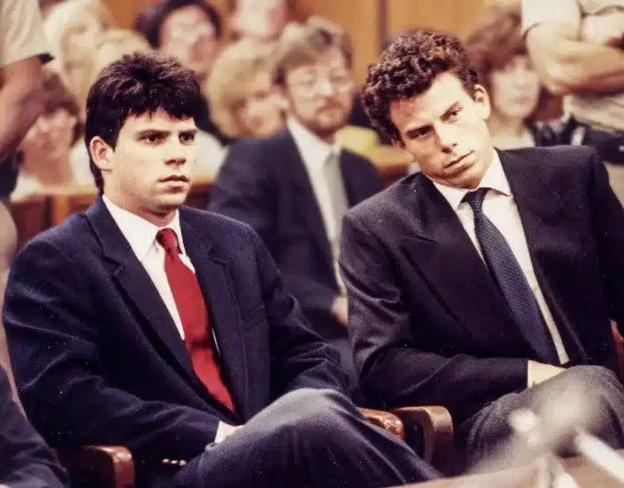 Erik and Lyle Menendez, pictured during one of their early trials, as their case captivated national attention.